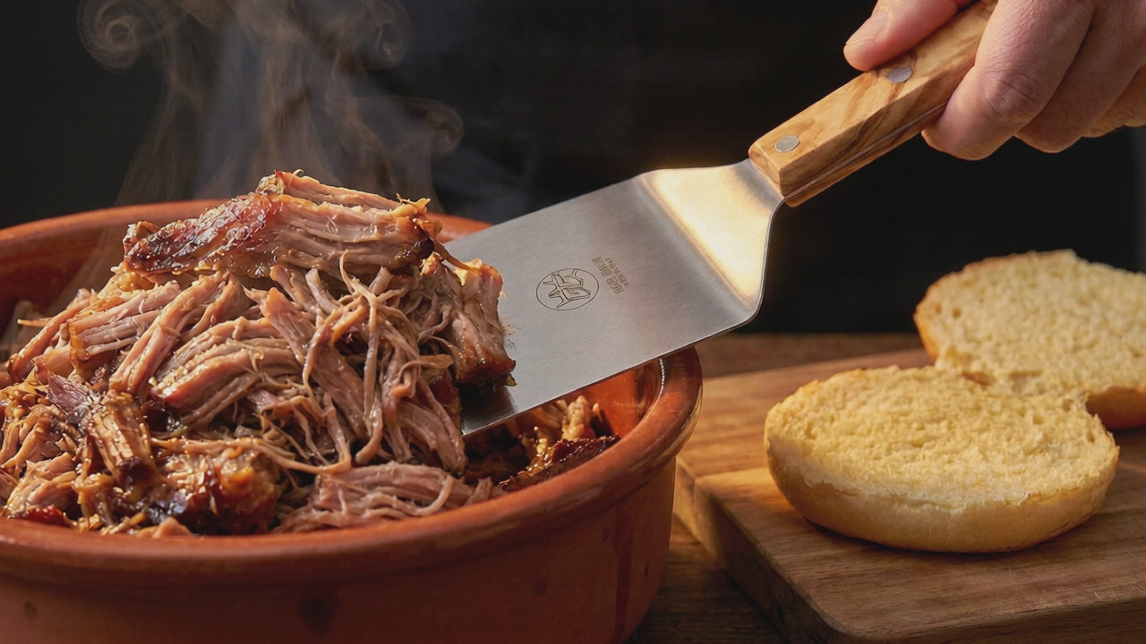 
                  
                    Load and play video in Gallery viewer, DUE BUOI | Set 2 Spatulas: Wide Spatula &amp;amp; Narrow Spatula - Olive Wood Handle
                  
                