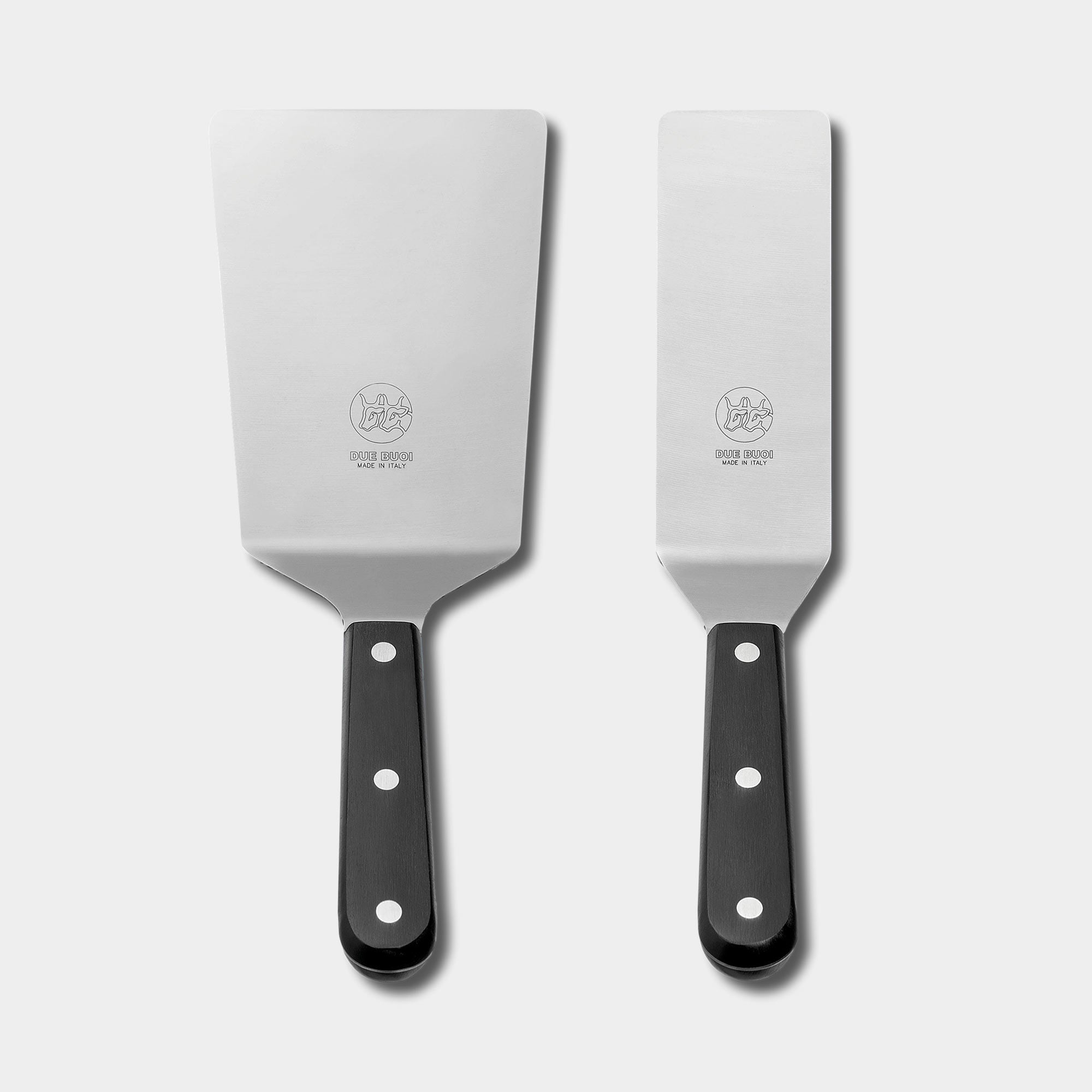 Regular Wide Spatula & Regular Narrow Spatula - Black Technical Polymer Handle | DUE BUOI