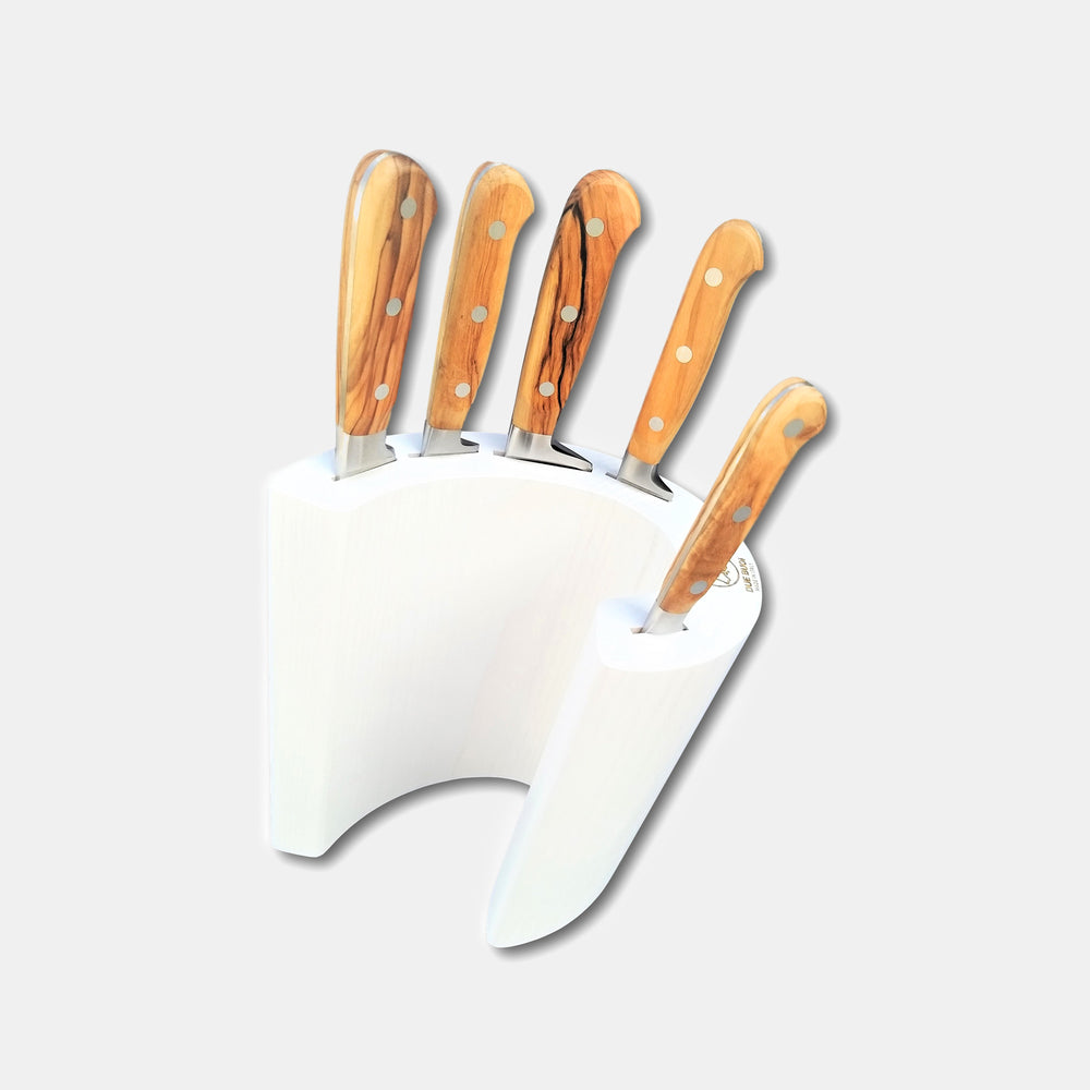 
                  
                    DUE BUOI | Ash Tree Wooden White Color Block - Solid Olive Wood Handled Forged Knives
                  
                