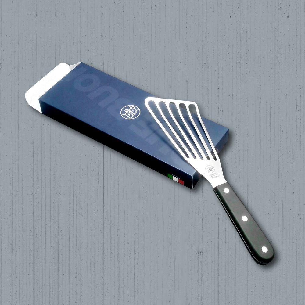
                  
                    Slotted Turner Spatula - Left handed - Black Technical Polymer Handle | DUE BUOI
                  
                