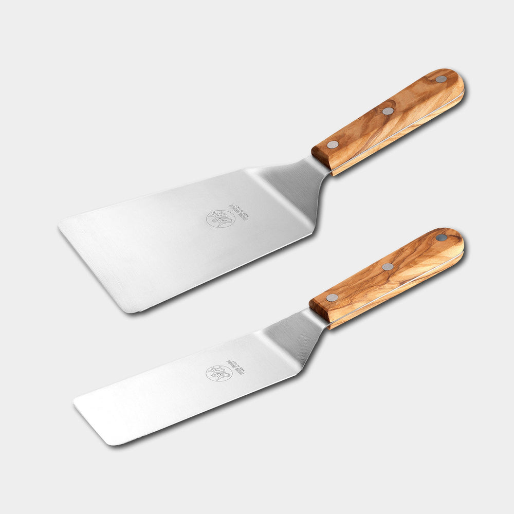 Due Buoi | Set 2 Spatulas: Wide Spatula & Narrow Spatula - Olive Wood Handle