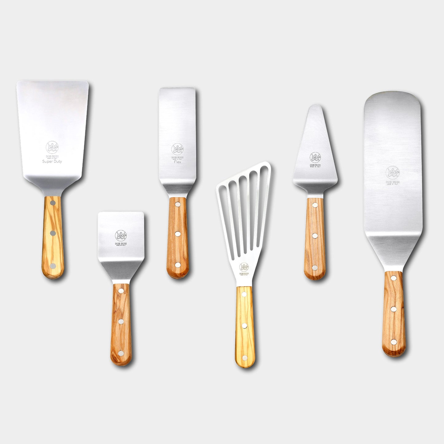 Set 2 Spatulas: Super Duty Narrow Spatula & Flexible Narrow Spatula - Olive Wood Handle | Due Buoi