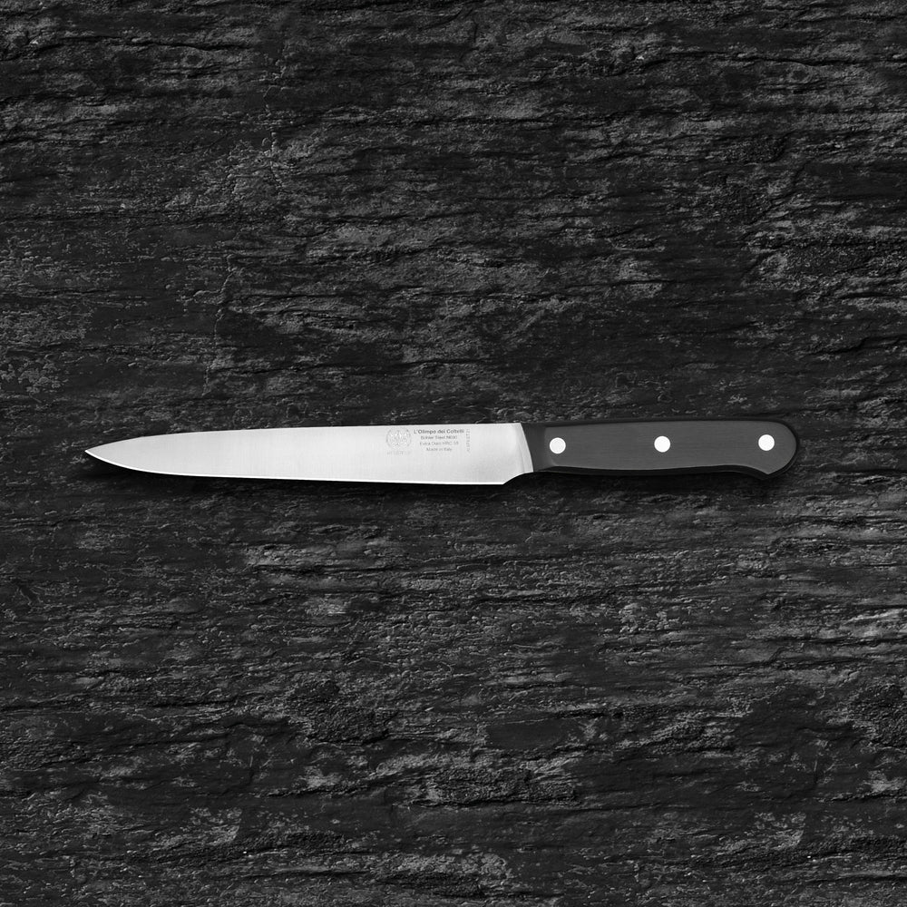 
                  
                    Carving Kitchen Knife - Drop Point Blade 8.26" - N690 Stainless Steel - Hrc 58 - Black Technical Polymer Handle
                  
                