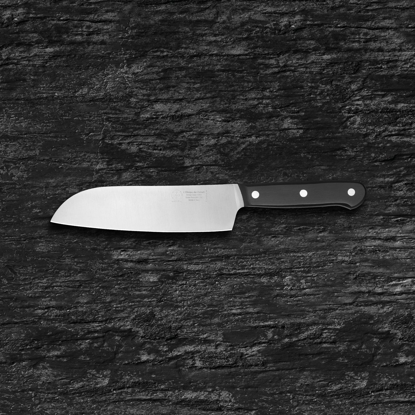 
                  
                    Santoku Kitchen Knife - Blade 7.08"- N690 Stainless Steel - Hrc 60 - Black Technical Polymer Handle
                  
                