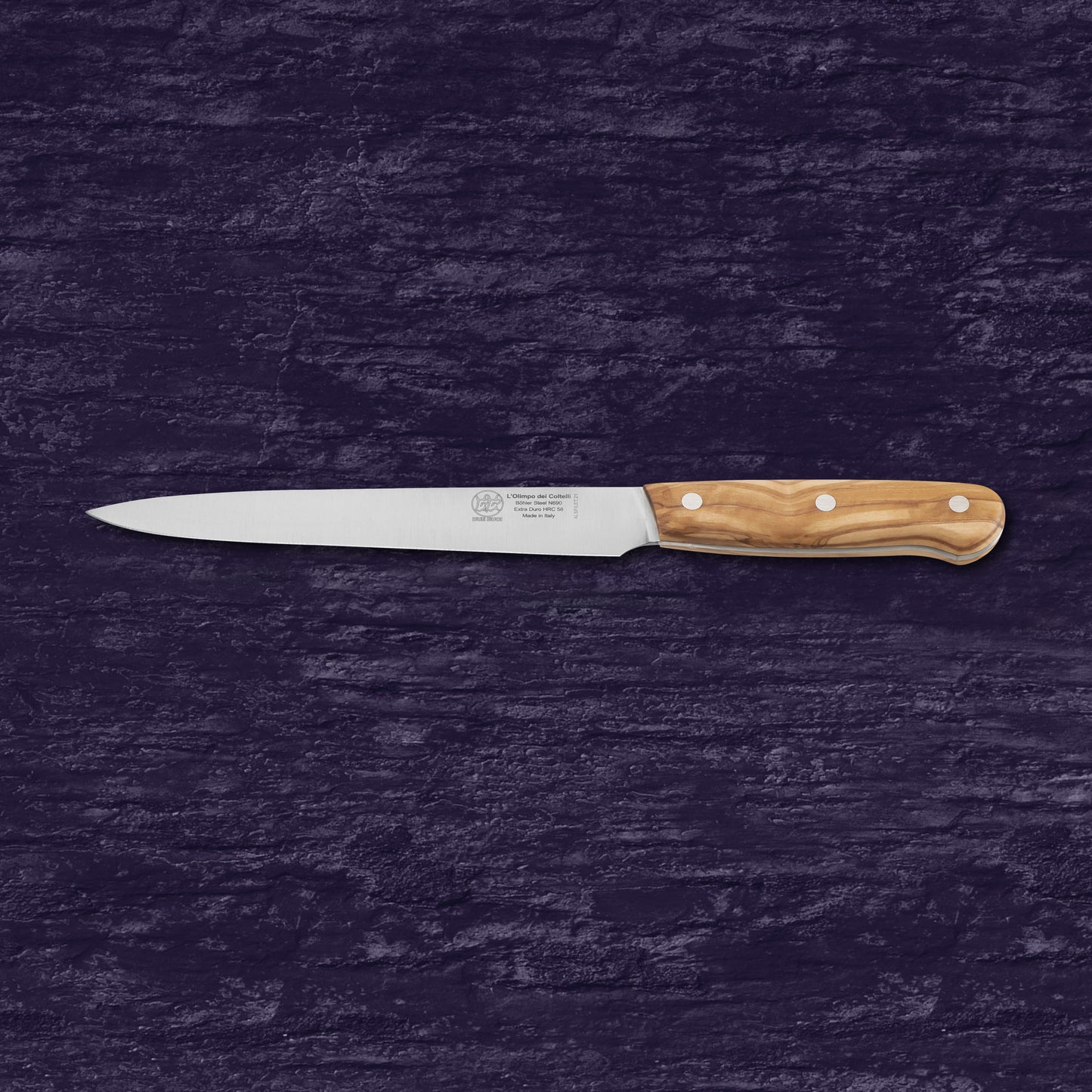 
                  
                    Carving Knife Drop Point - Blade 8.26” - N690 Stainless Steel - Hrc 58 - Olive Wood Handle
                  
                