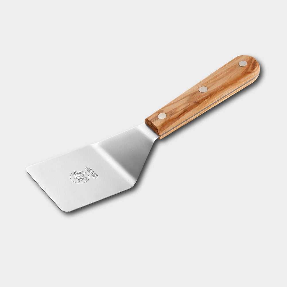 10542-W Metal Spatula, 8 x 3, Rounded Edges, White Handle