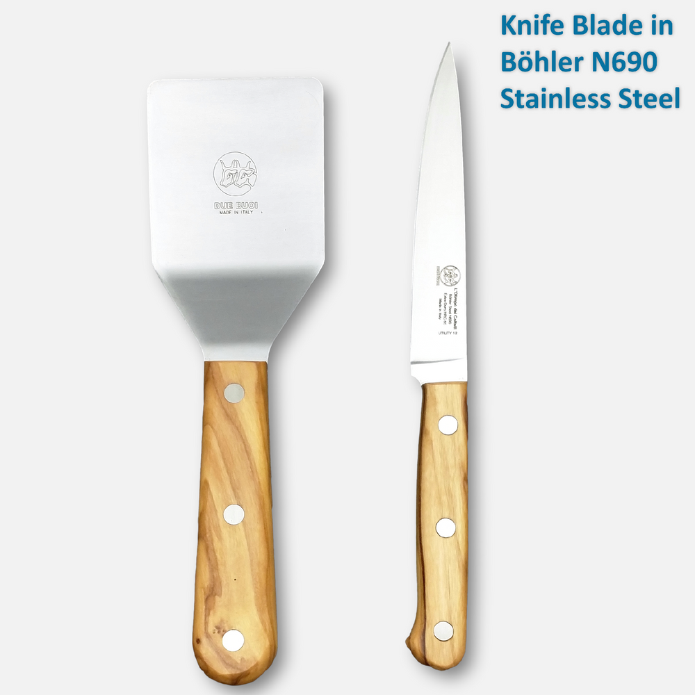 Set - Square Spatula and Knife with Wooden Handle